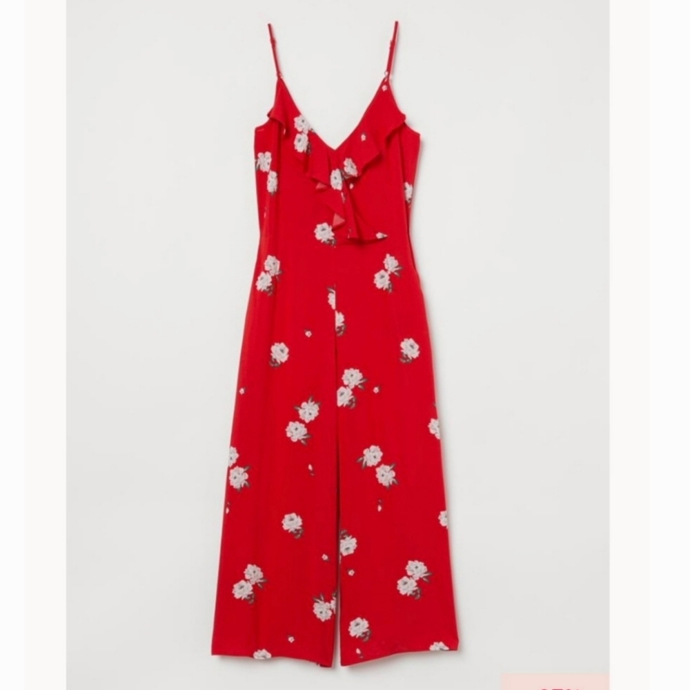 Red floral H&M jumpsuit